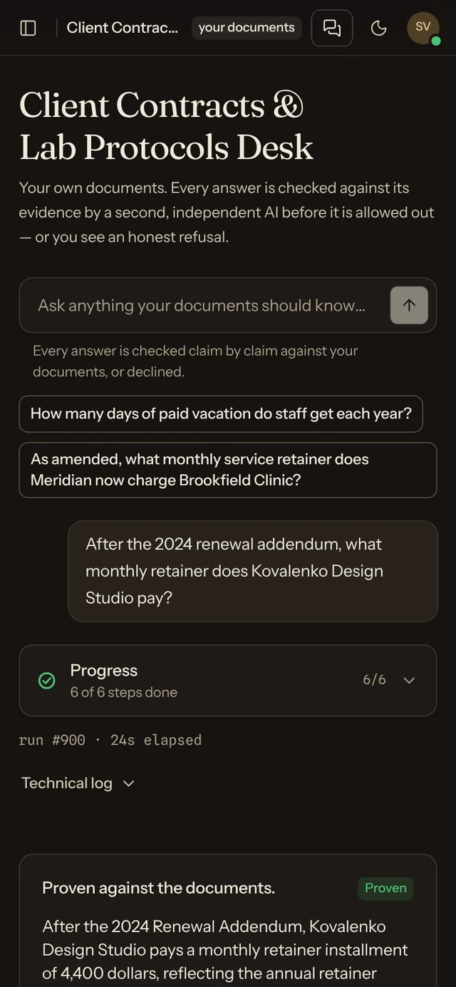 Proofdesk’s desk on a phone