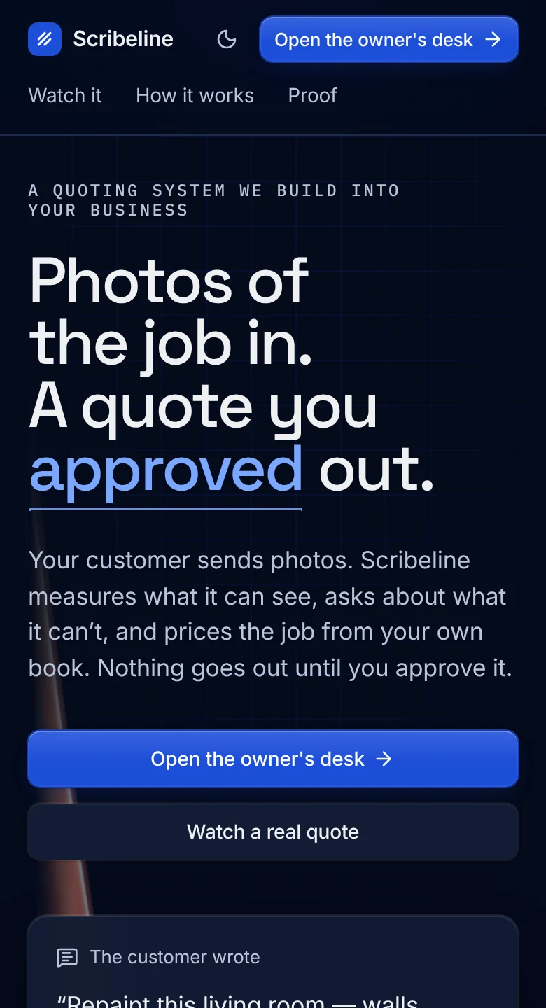 Scribeline’s front page on Beamline UI