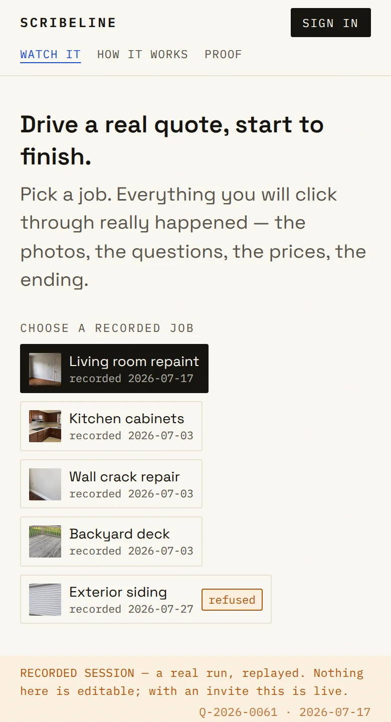Step three of a quote in the original app: the draft and its open questions